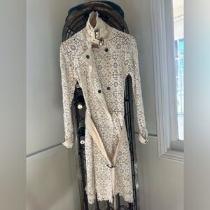 Free People Lace Trench Coat Jacket Ivory Size XS / P